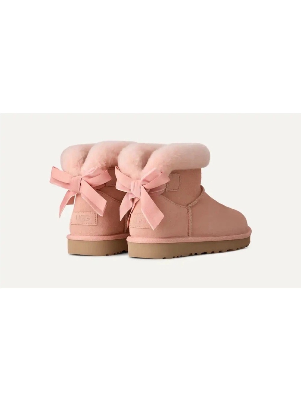 UGG || Classic Mini Bailey Mixed Bow Boots - Beige Blush Pink (9)